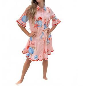 NEW ISLAPAYAL lisbon mini dress in seashells peri colony pink